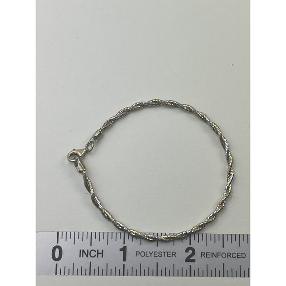 P. Lux Sterling Silver & Vermeil Twisted Bracelet 7" Shiny Disco Ball Style - Picture 2 of 10
